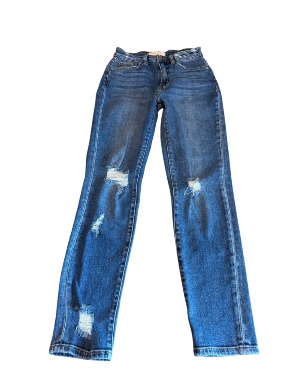 Flying Monkey High Rise Mom Jeans Distressed Cropped Straight Denim 25